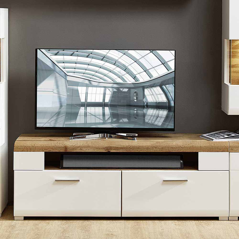 Fernsehmöbel Drucana in Weiß Eiche 140 cm breit