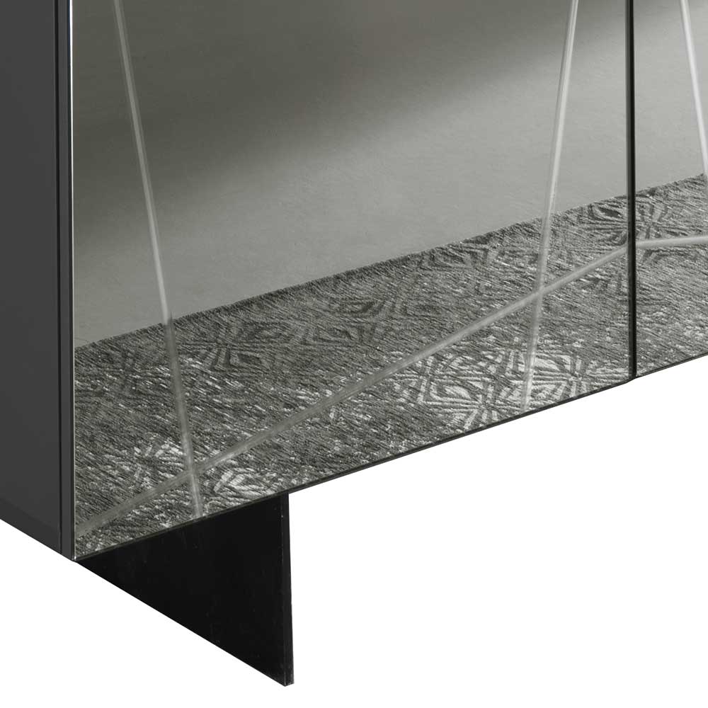 Luxuriöses Sideboard Tropinica in Grau - Anthrazit - Schwarz mit Spiegelglasfront