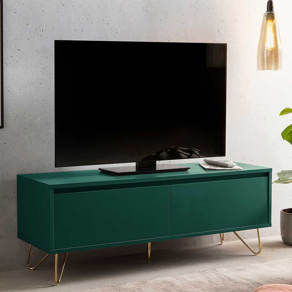 Unterschrank Fernseher Draviant in Grün und Goldfarben