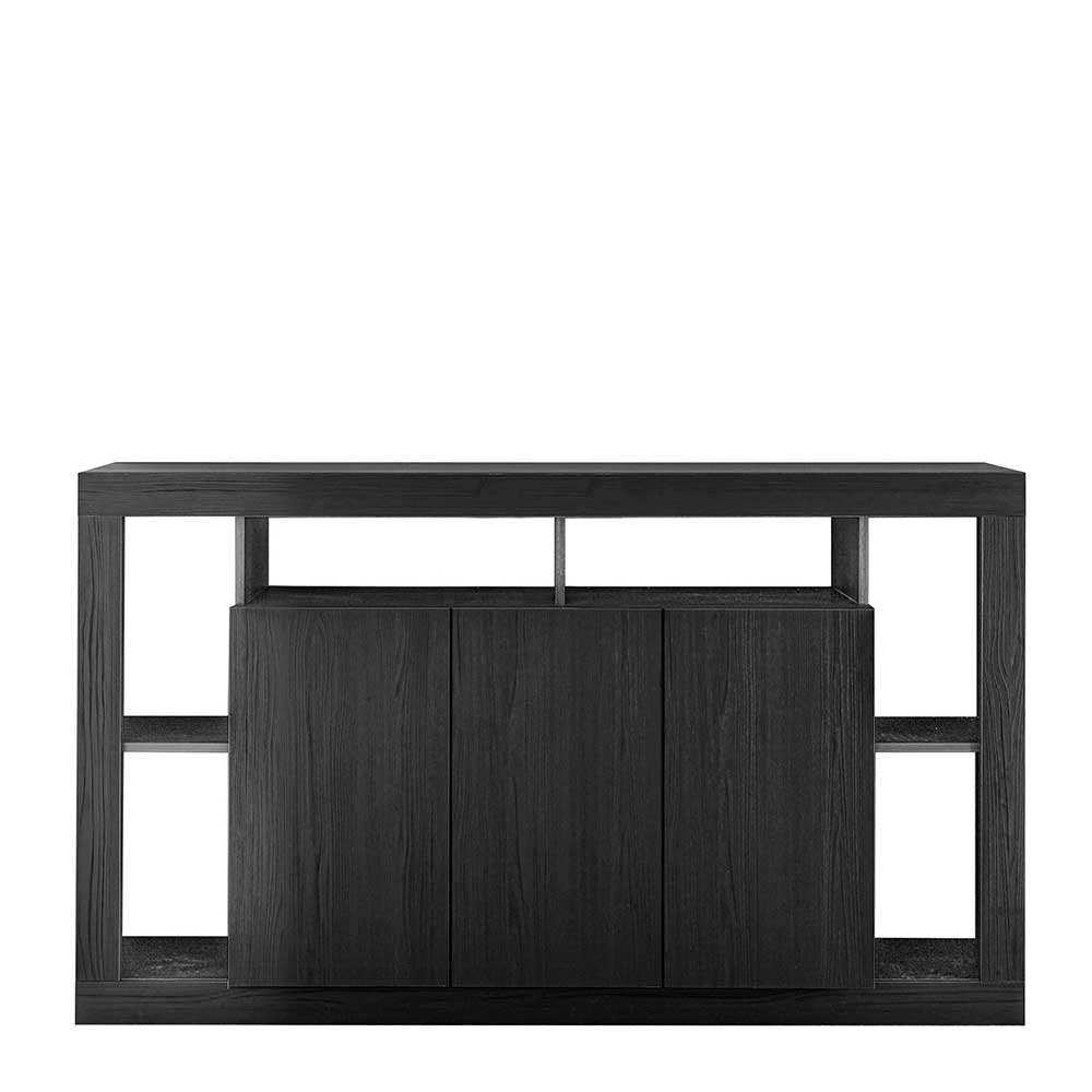 Sideboard in Schwarz Rajaco in modernem Design mit offenen Fächern