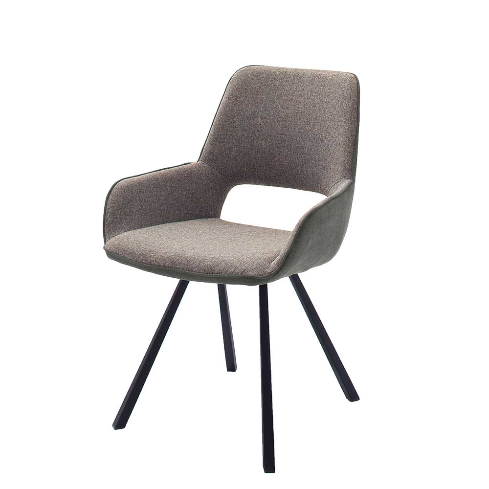 Drehbare Esstisch Stühle Snoba in Grau Webstoff mit Armlehnen (2er Set)