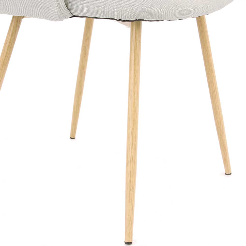 Esstisch Stühle Matt in Grau und Naturfarben aus Webstoff und Metall (2er Set)