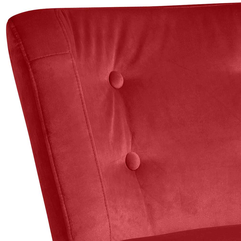 Ziegelroter Sessel Acelyana aus Samtvelours mit Vierfußgestell aus Buche