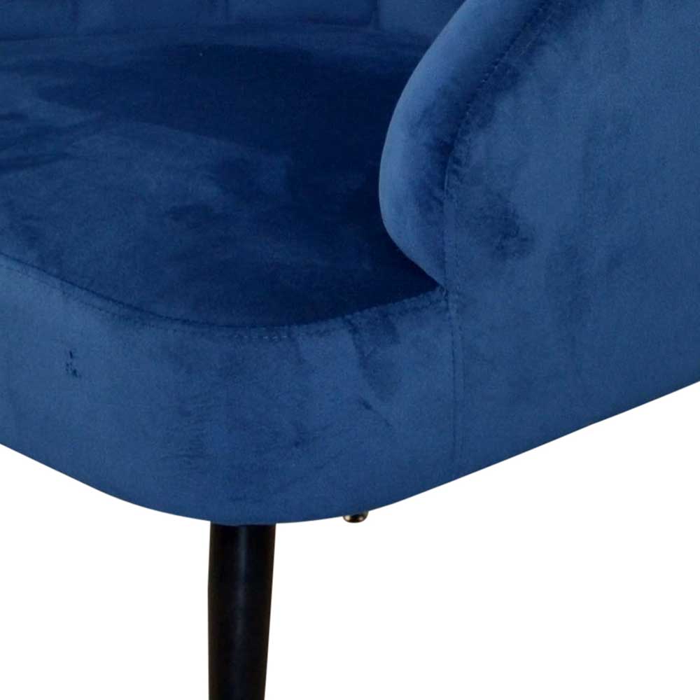 Lounge Sessel Candeloco in Blau Samt mit Gestell aus Metall