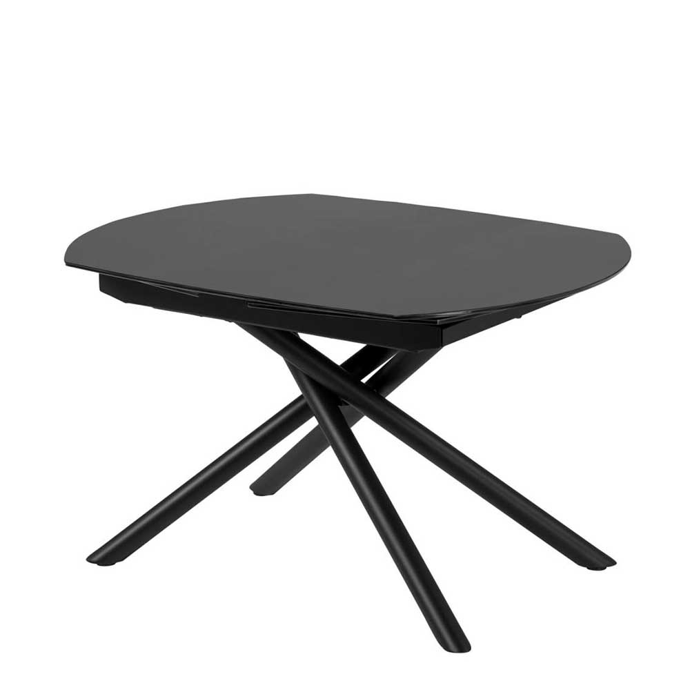 Design Tisch Fabio in Schwarz aus Sicherheitsglas & Stahl