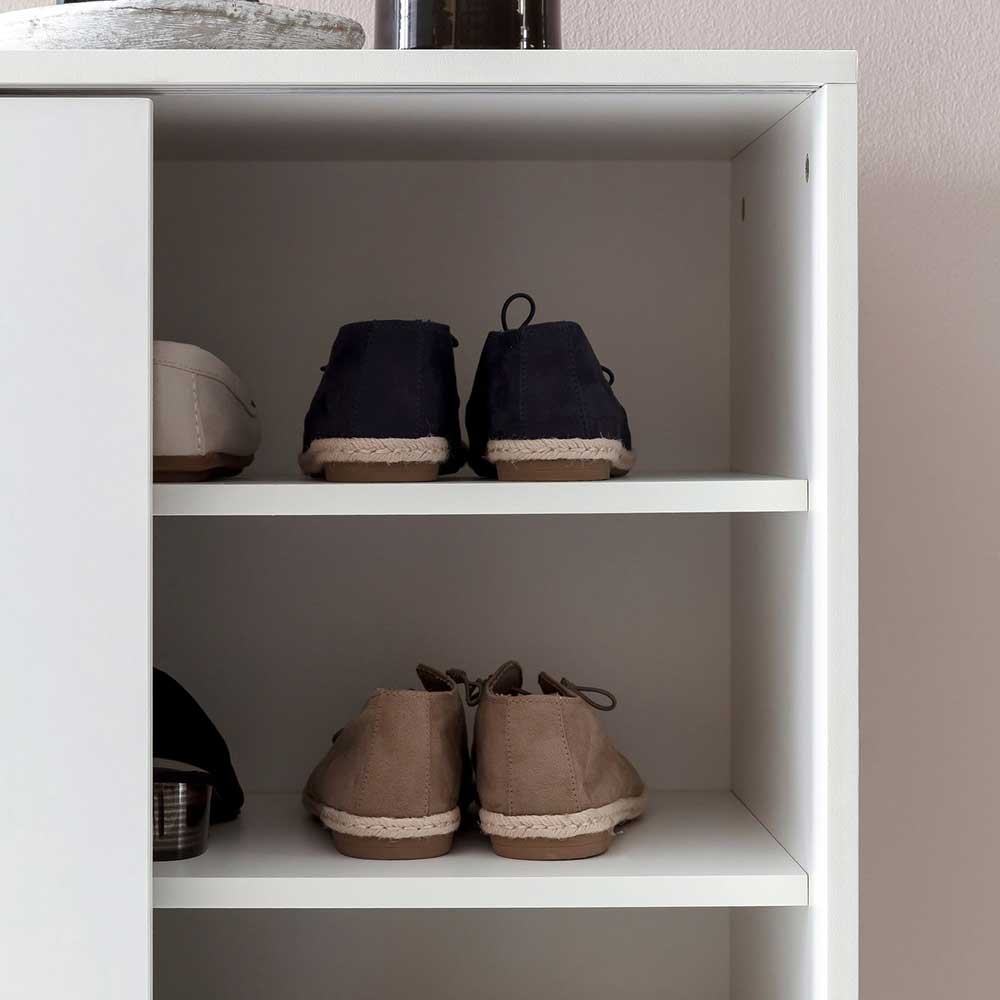 Schuhschrank mit Schiebetüren Salverna in Weiß 108 cm hoch