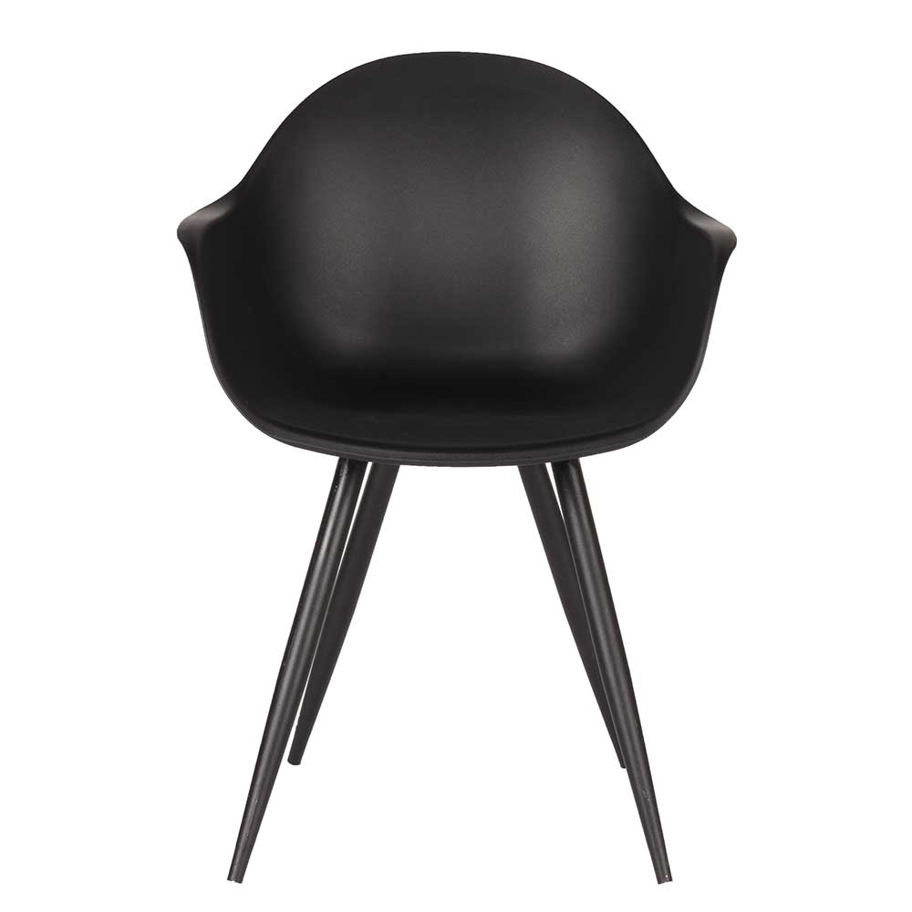 Schwarzer Kunststoff Stuhl Set Tembreno im Skandi Design mit Armlehnen (2er Set)