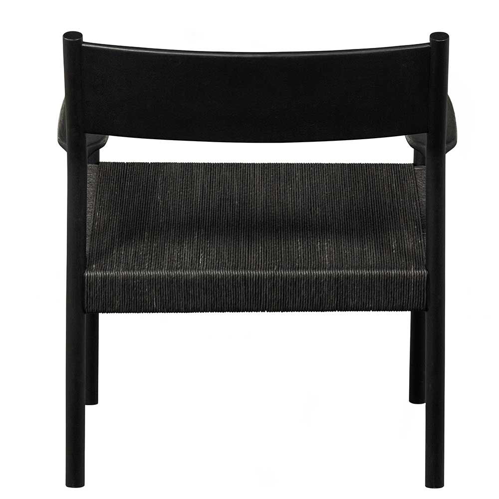 Schwarzer Holz Sessel Lisbon mit Bezug aus Geflecht 66 cm breit