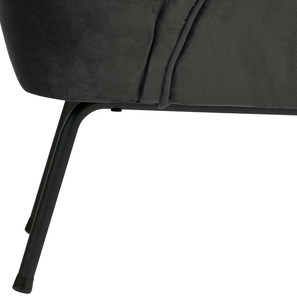 Retrostil Lounge Sessel Bescion in Schwarz mit Samtbezug