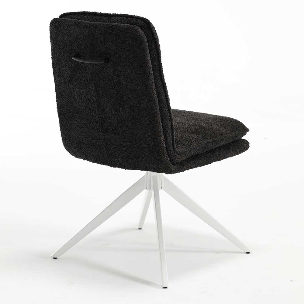 Drehbare Stühle Fabielle in Anthrazit Boucle mit weißem Metallgestell (2er Set)