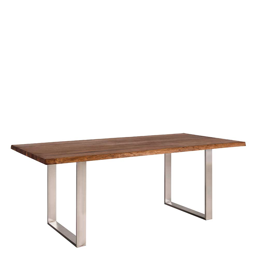 Esszimmer Tisch Oliscadro aus Nussbaum Massivholz und Edelstahl handgearbeitet