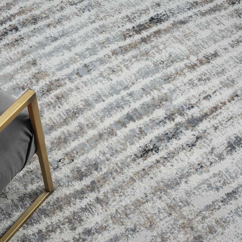 Teppich mit Streifen Nomati in Hellgrau und Creme 160x230 cm und 200x290 cm