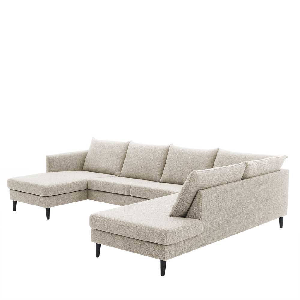 Wohnzimmer Couch Ruffos in Cremefarben Webstoff 308 cm breit