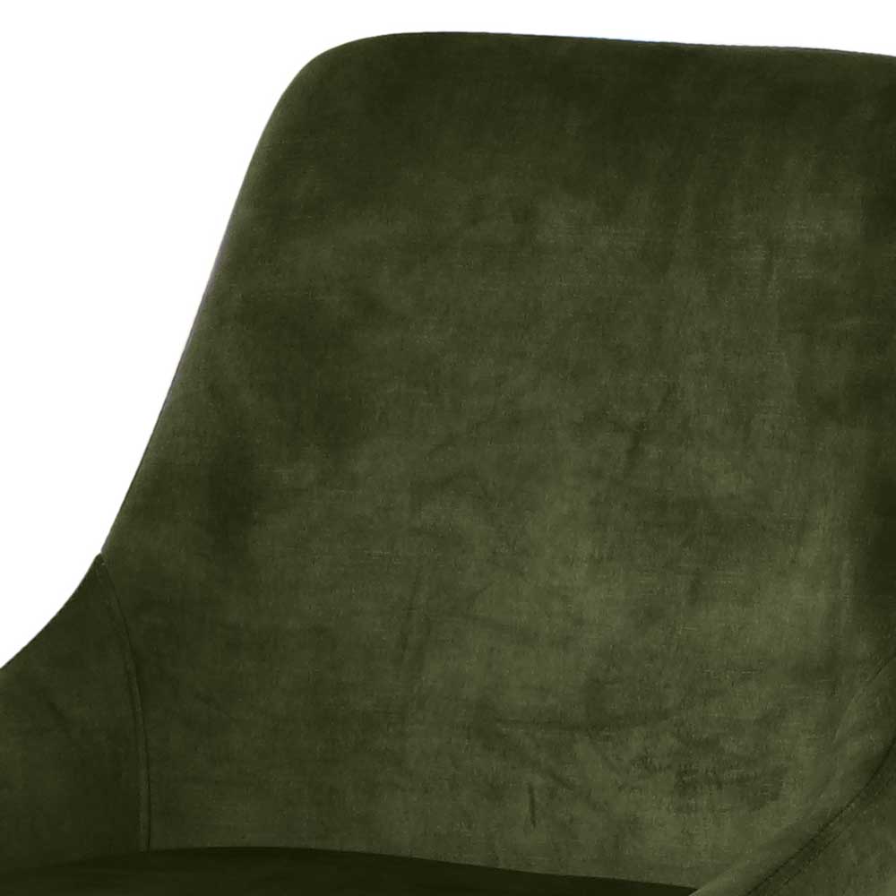 Esstisch Stühle Antalio in Dunkelgrün und Schwarz aus Samt und Metall (2er Set)