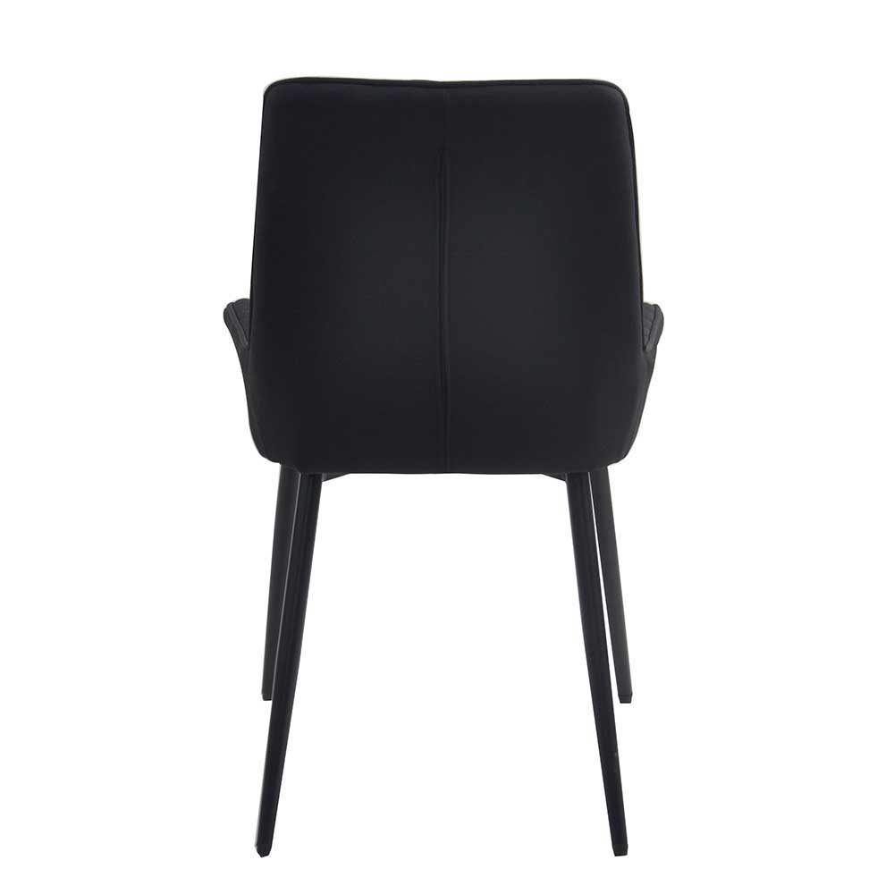 Sitzgarnitur Vrony in Nussbaumfarben und Schwarz mit vier Stühlen (fünfteilig)