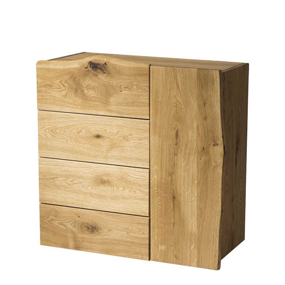 Design Garderobenmöbel Set Foresta mit Baumkante aus Eiche Massivholz (vierteilig)