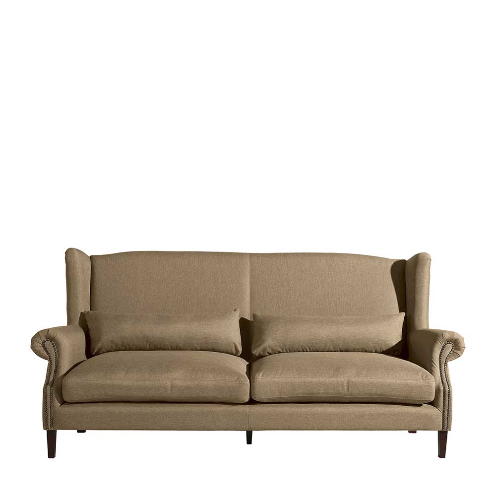 Dreisitzer Couch Beigegrau Anesa im Vintage Look mit 50 cm Sitzhöhe