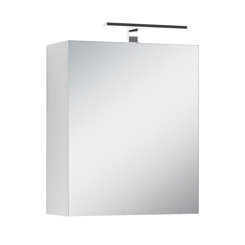 Weißer Badspiegelschrank Dartino mit LED Beleuchtung und Steckdose