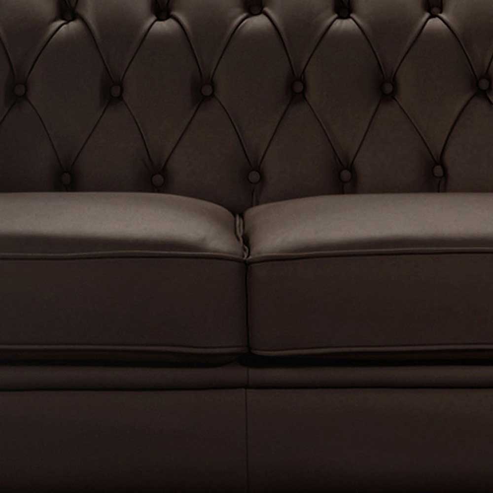 Chesterfield Look Zweisitzer Sofa Zeo in Braun aus Kunstleder