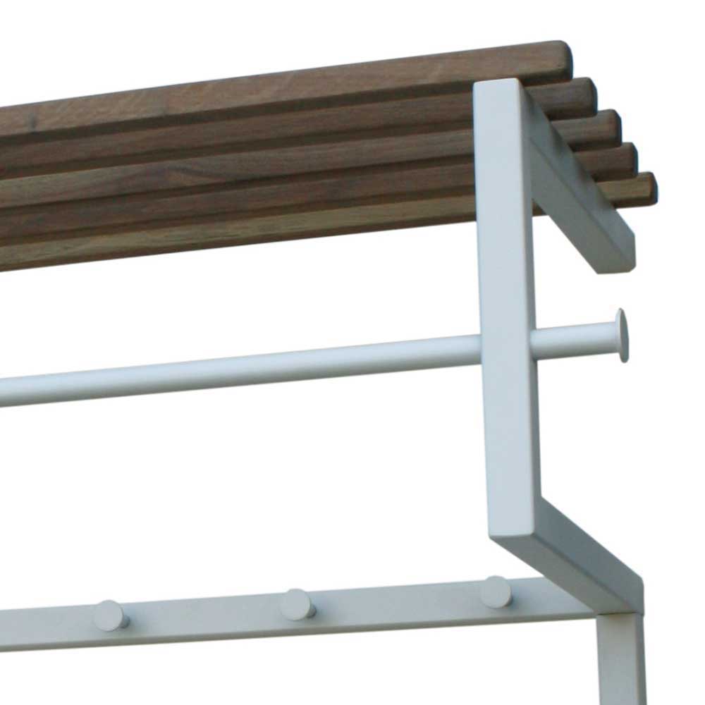 Garderobenset Oslanda im Industriedesign in Weiß Stahl und Massivholz (zweiteilig)