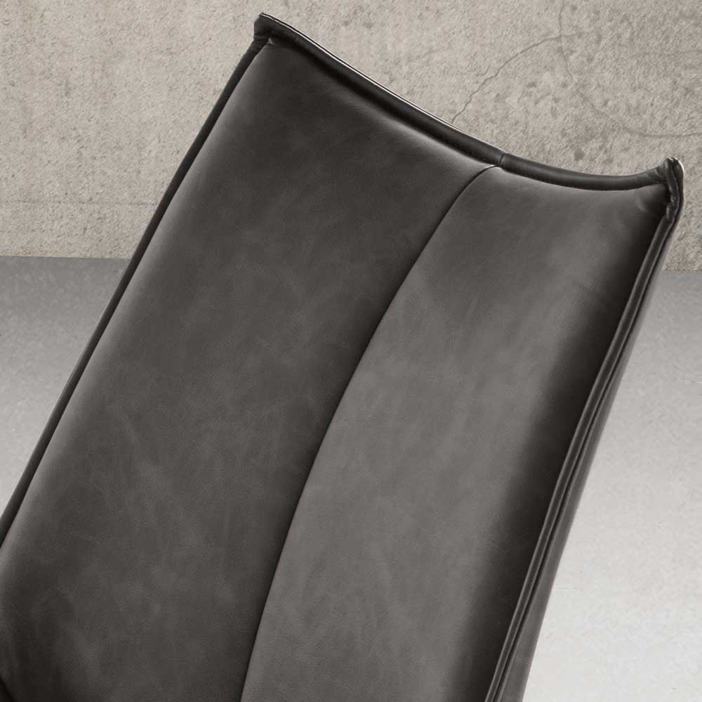 Anthrazit Esstisch Stühle Spiaggo aus Kunstleder und Metall (2er Set)