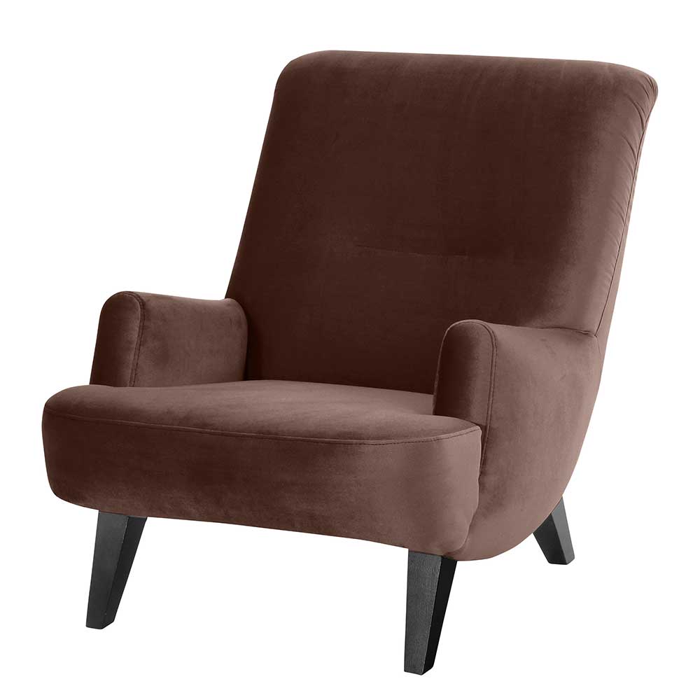Wohnzimmer Sessel braun Perlos aus Samtvelours in modernem Design