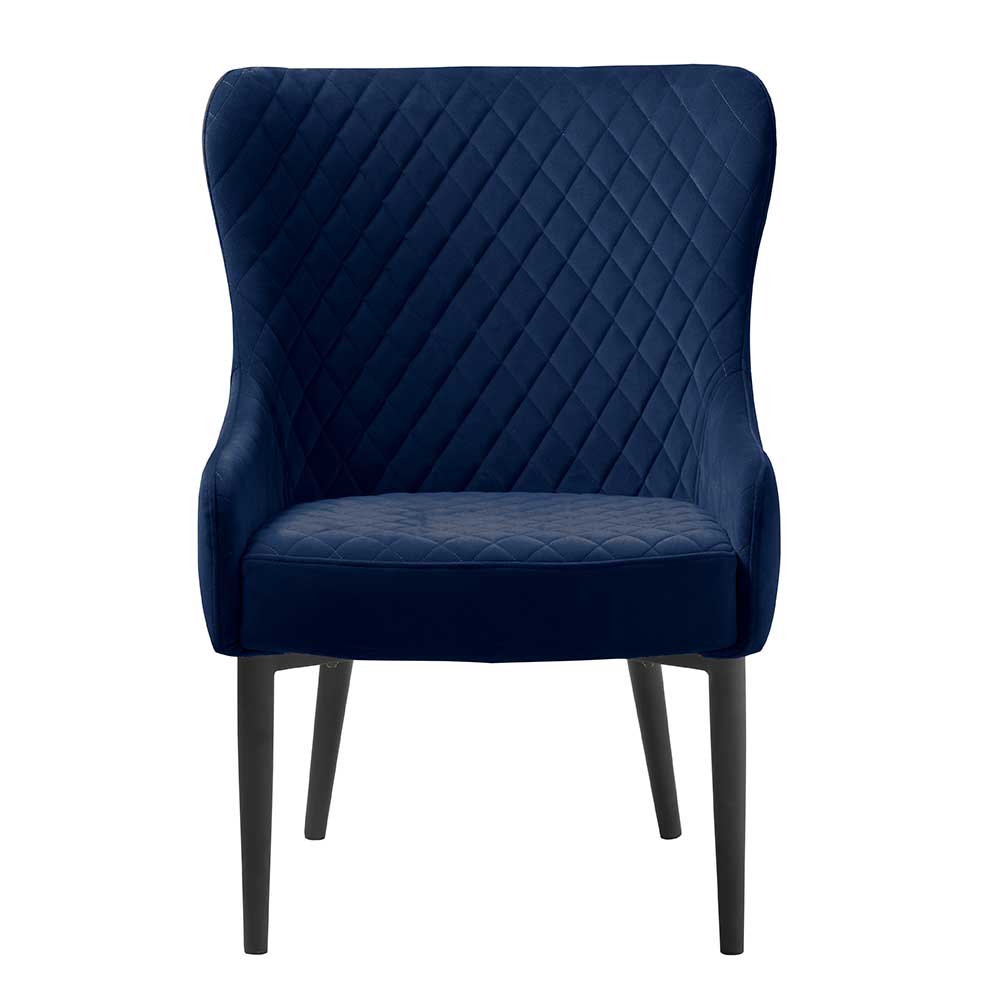 Lounge Sessel Almaron in Blau Samt im Vintage Design