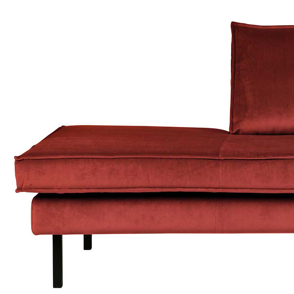 Couch Recamiere Klasvan in Rotbraun Samt im Retrostil