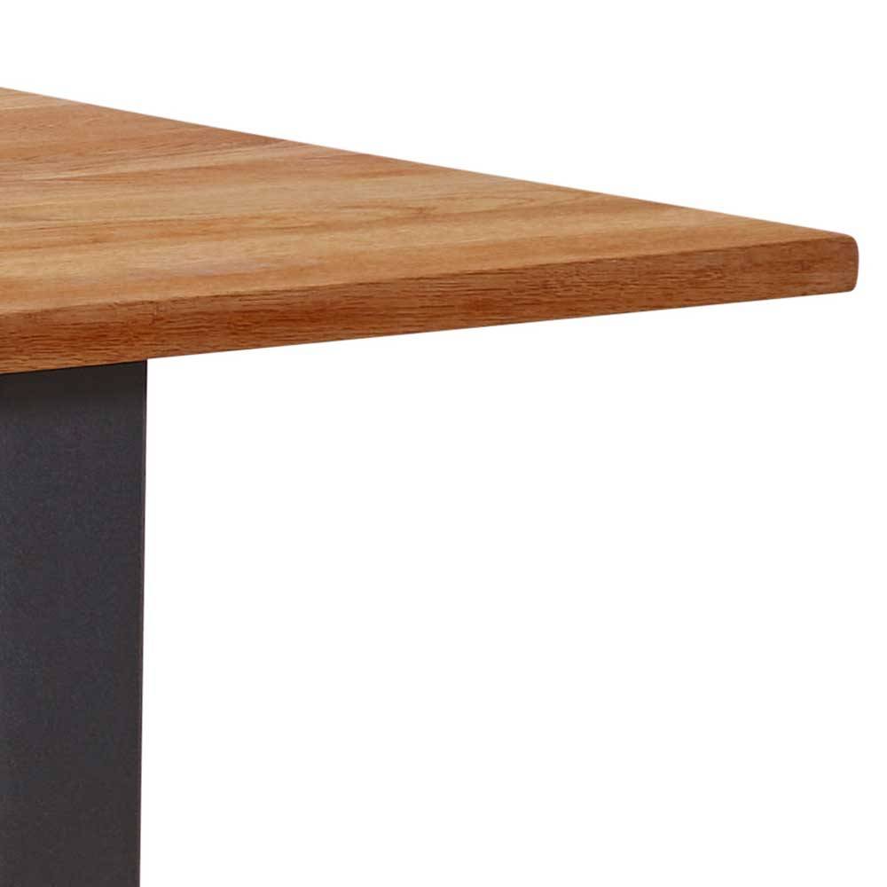 Holztisch Zerreiche Cayman im Industrie und Loft Stil mit Bügelgestell