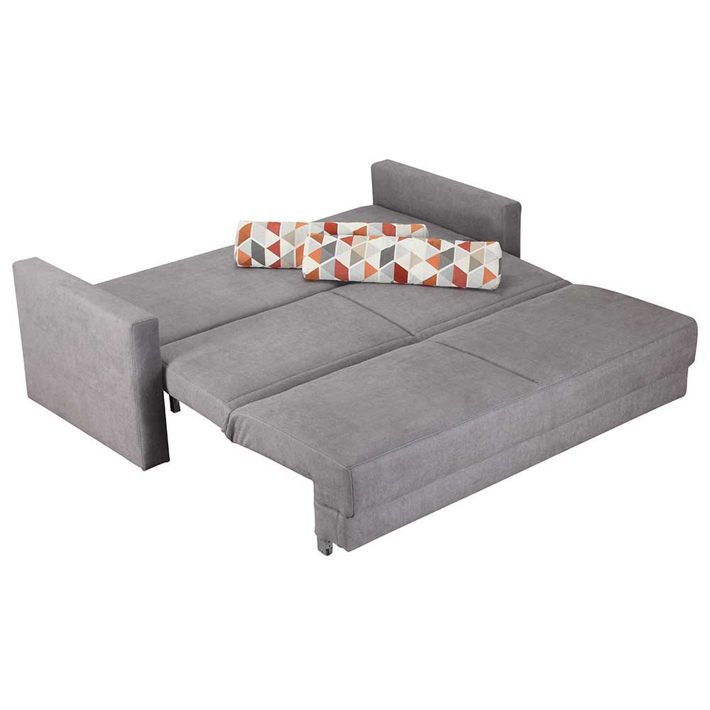 Couch Cajamos in Grau Stoff mit Schlaffunktion