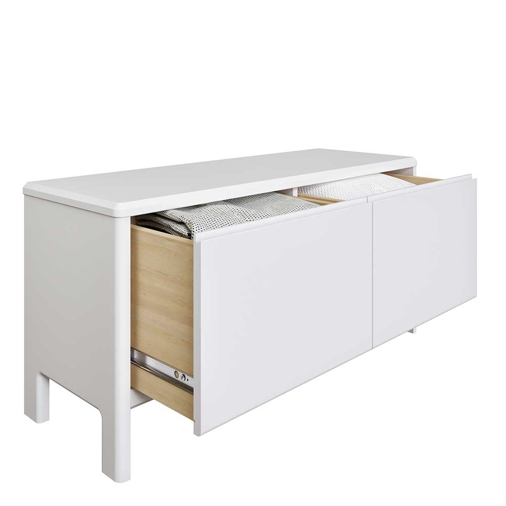 Garderobenkommode Sanakas mit zwei Schubladen in Weiß