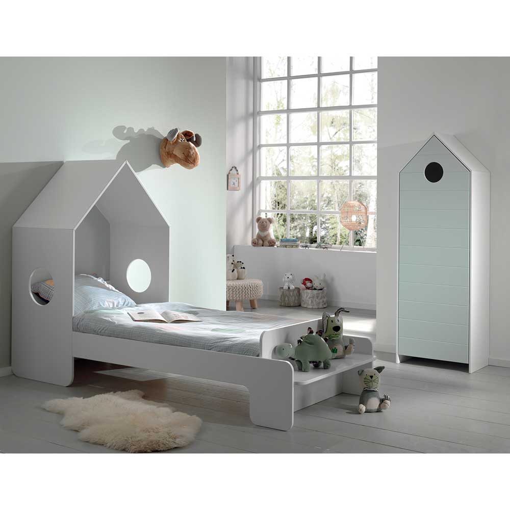 Kinderzimmer Einrichtung Vranona in Weiß und Mintgrün in Haus Optik (zweiteilig)