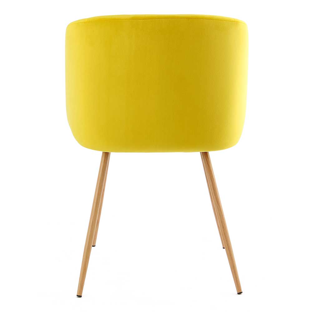 Gelbe Stühle Tivegos aus Samt mit Metallgestell (2er Set)
