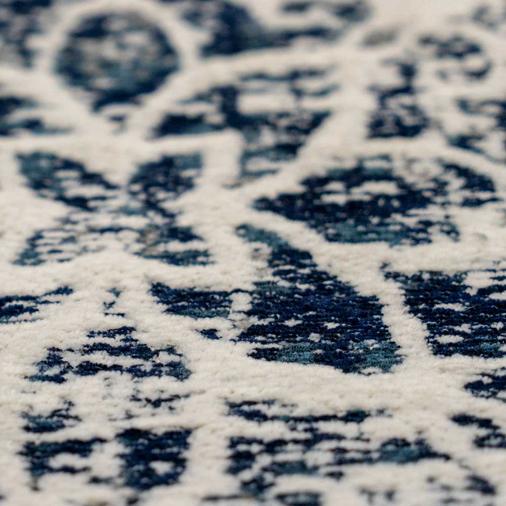 Vintage Teppich Jimothy aus Chenillegewebe in Grau und Blau