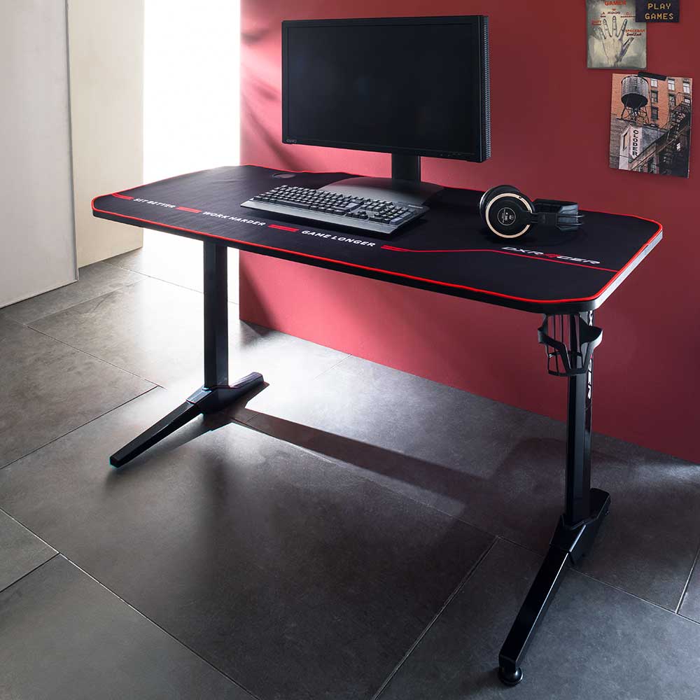 PC Schreibtisch Adrano in Schwarz 140 cm breit