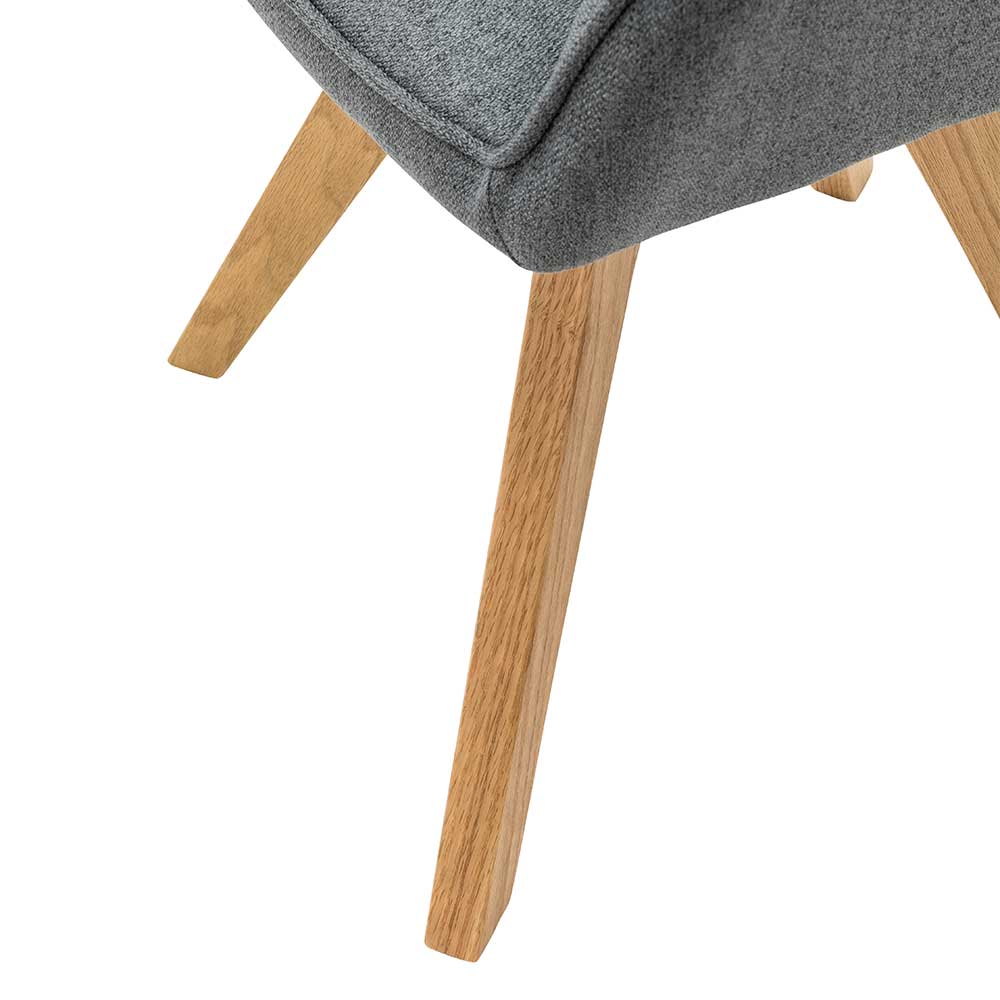 Armlehnenstühle Panian in Grau Webstoff mit Eichenholz Beinen (2er Set)