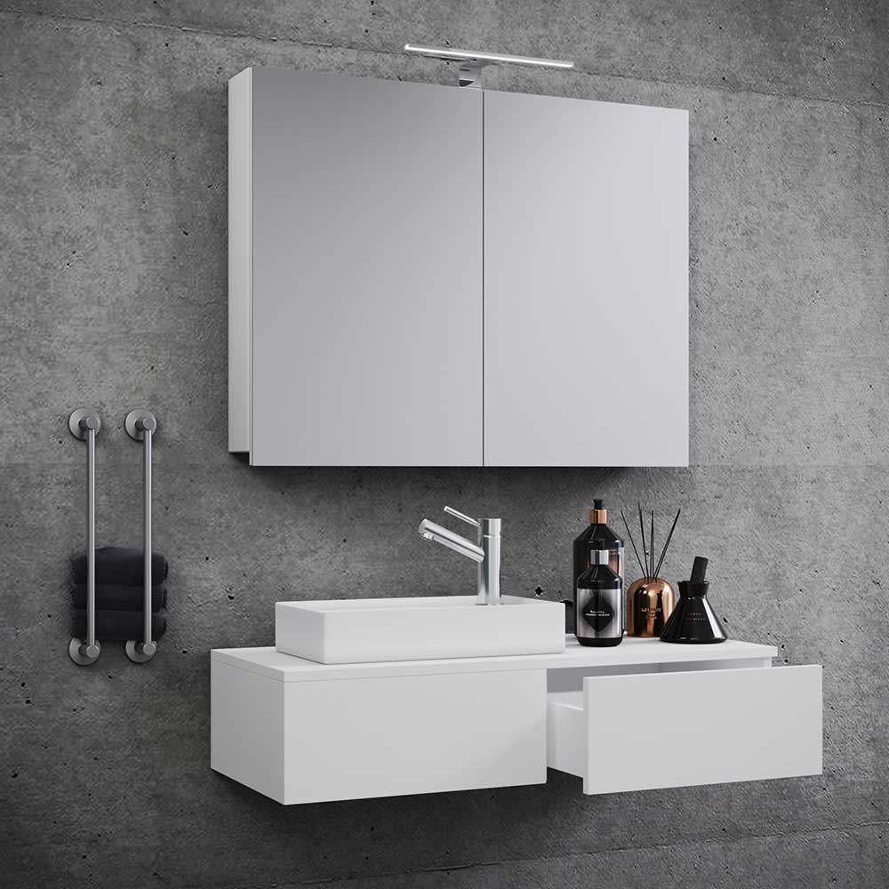 Badmöbelset mit Spiegelschrank Sevila in Weiß für die Wandmontage (zweiteilig)