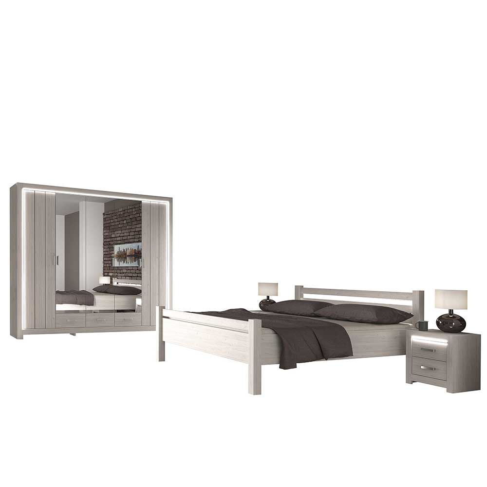 Schlafzimmermöbel Set Deskapa in Weiß mit Doppelbett (vierteilig)