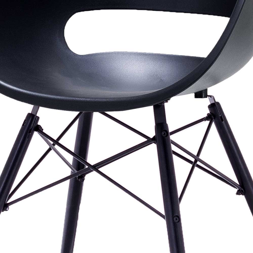 Esstisch Stühle Gralaz in Schwarz aus Kunststoff und Buche Massivholz (4er Set)