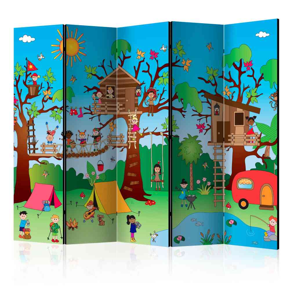 Kinderzimmer Raumteiler Kavali mit Baumhaus Motiv 225 cm breit