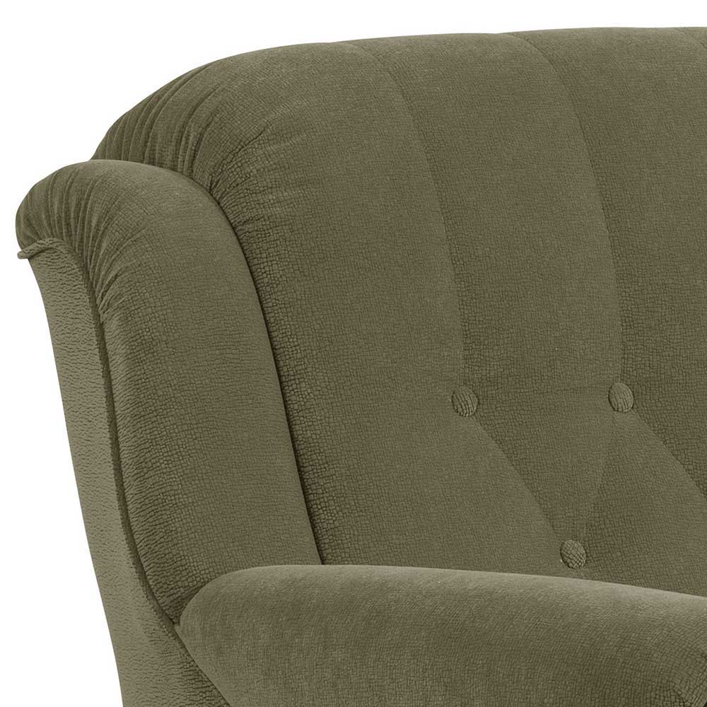 Couch Garnitur Borgetto in Dunkelgrün aus Flockstoff (dreiteilig)