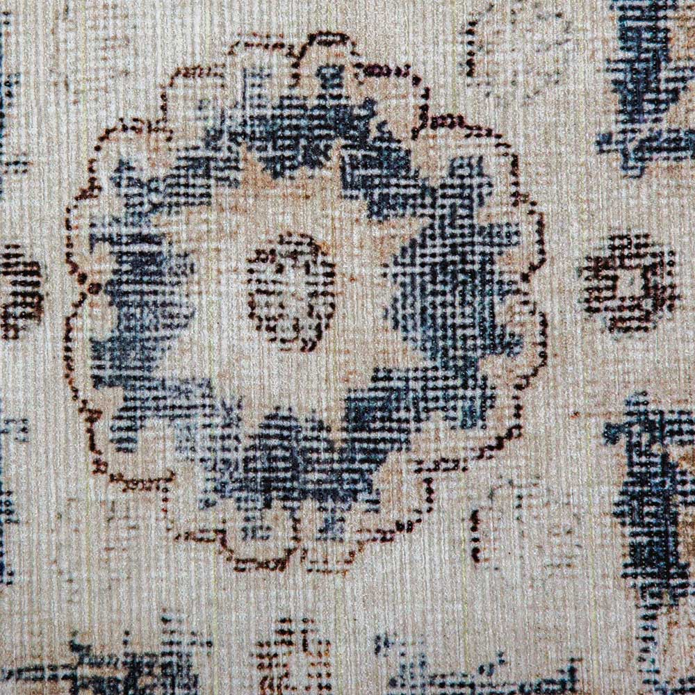 Orientalischer Stil Teppich Polor in Blau und Creme Weiß aus Kurzflor