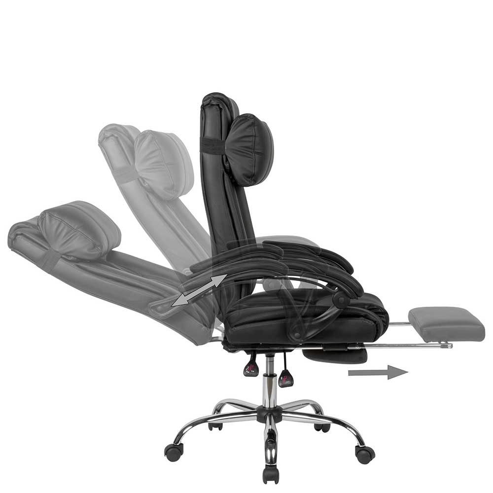 Schreibtischsessel Casimir in Schwarz Kunstleder mit Sitztiefenverstellung