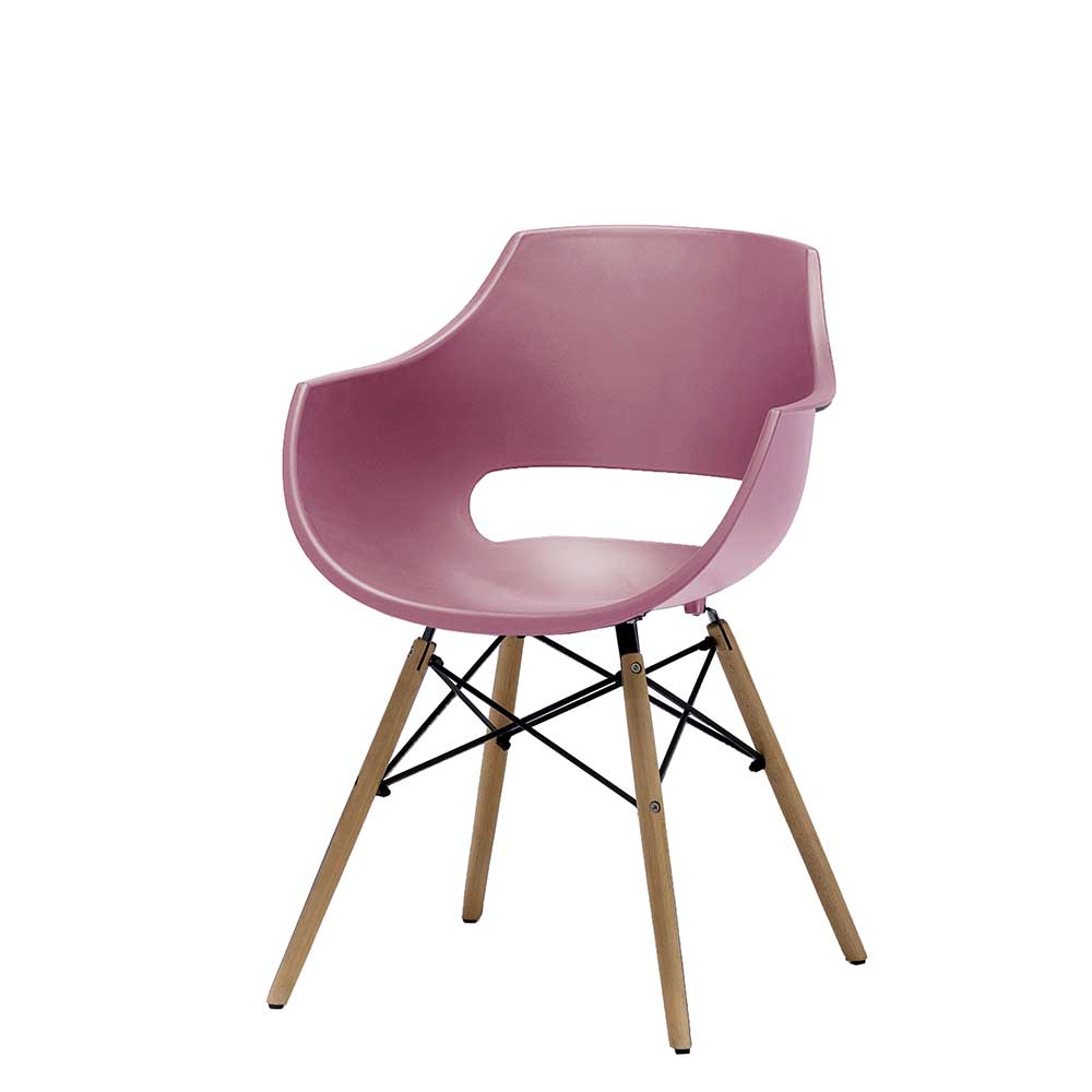 Design Stühle Oladrios in Altrosa aus Kunststoff und Buche Massivholz (4er Set)