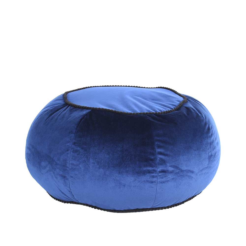 Samt Pouf Nava in Blau im Orientalischen Design