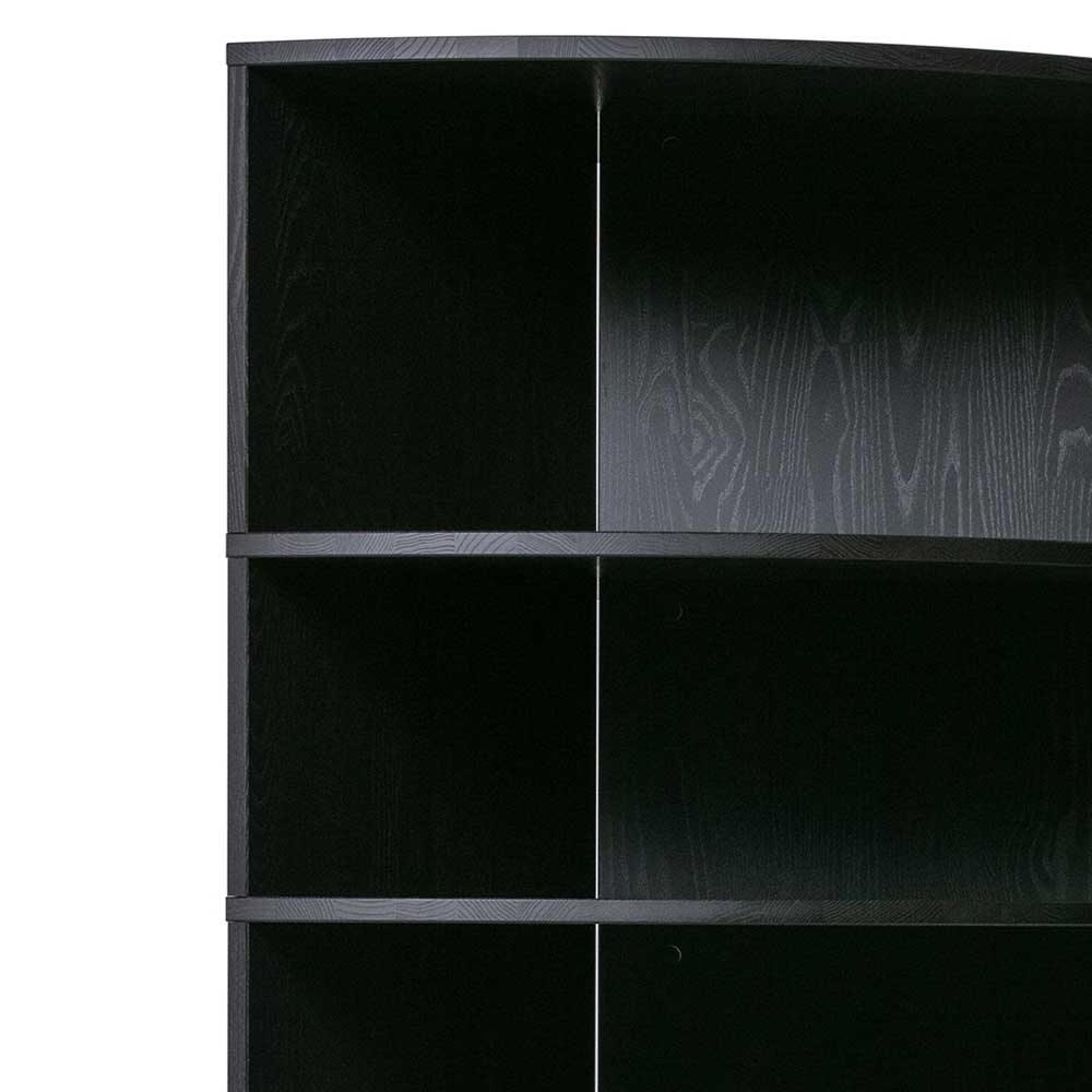 Halbrundes Bücherregal Vaella in Schwarz aus Esche Massivholz