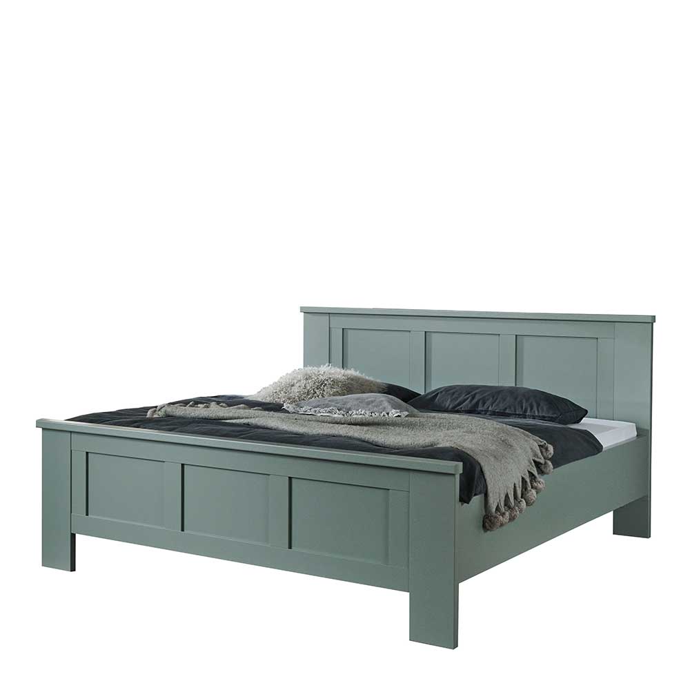 Doppel Bett 160 cm Forjan in Graugrün mit 48 cm Einstiegshöhe