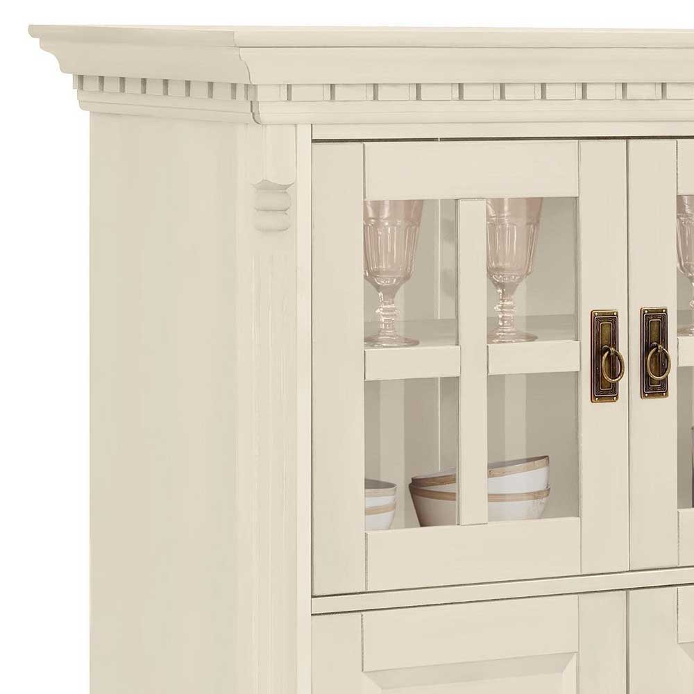 Landhaus Wohnzimmermöbel Set Vascires in Weiß aus Kiefer Massivholz (dreiteilig)