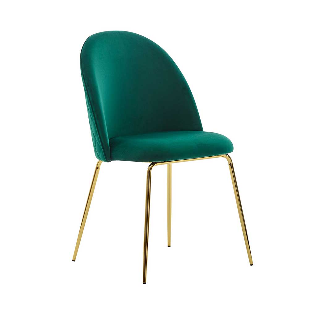 Grüne Samt Stühle Asiaty 43 cm Sitzhöhe mit Gestell aus Metall (2er Set)