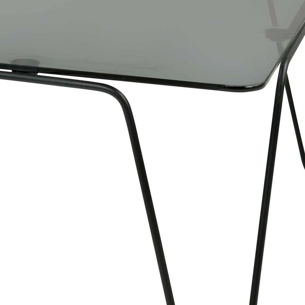 Skandi Design Glas Tisch Adira in Rauchgrau und Schwarz